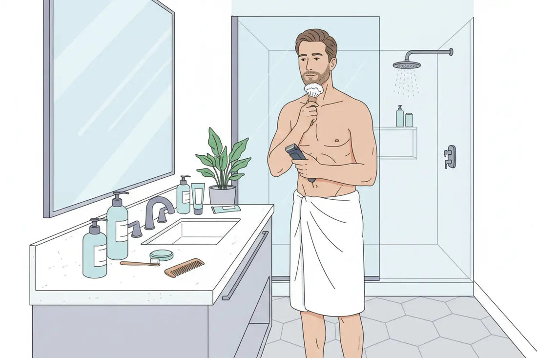 ein mann der sich rasiert