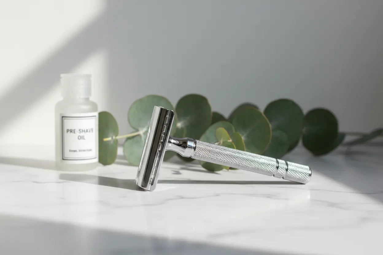 Ein Rasierhobel der für die Intimrasur hergenommen wird