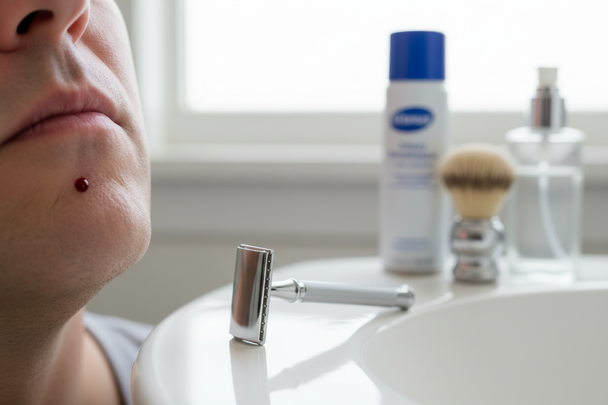 Beim rasieren geschnitten