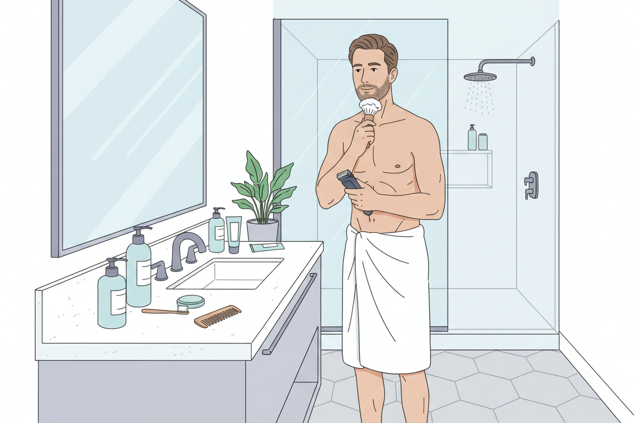 ein mann der sich den hintern rasiret