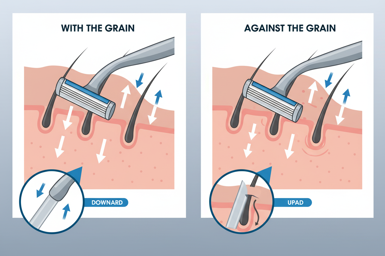 Gegen oder mit dem Strich rasieren